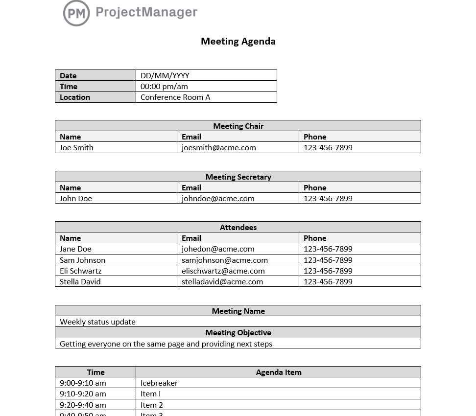 conference schedule template word
