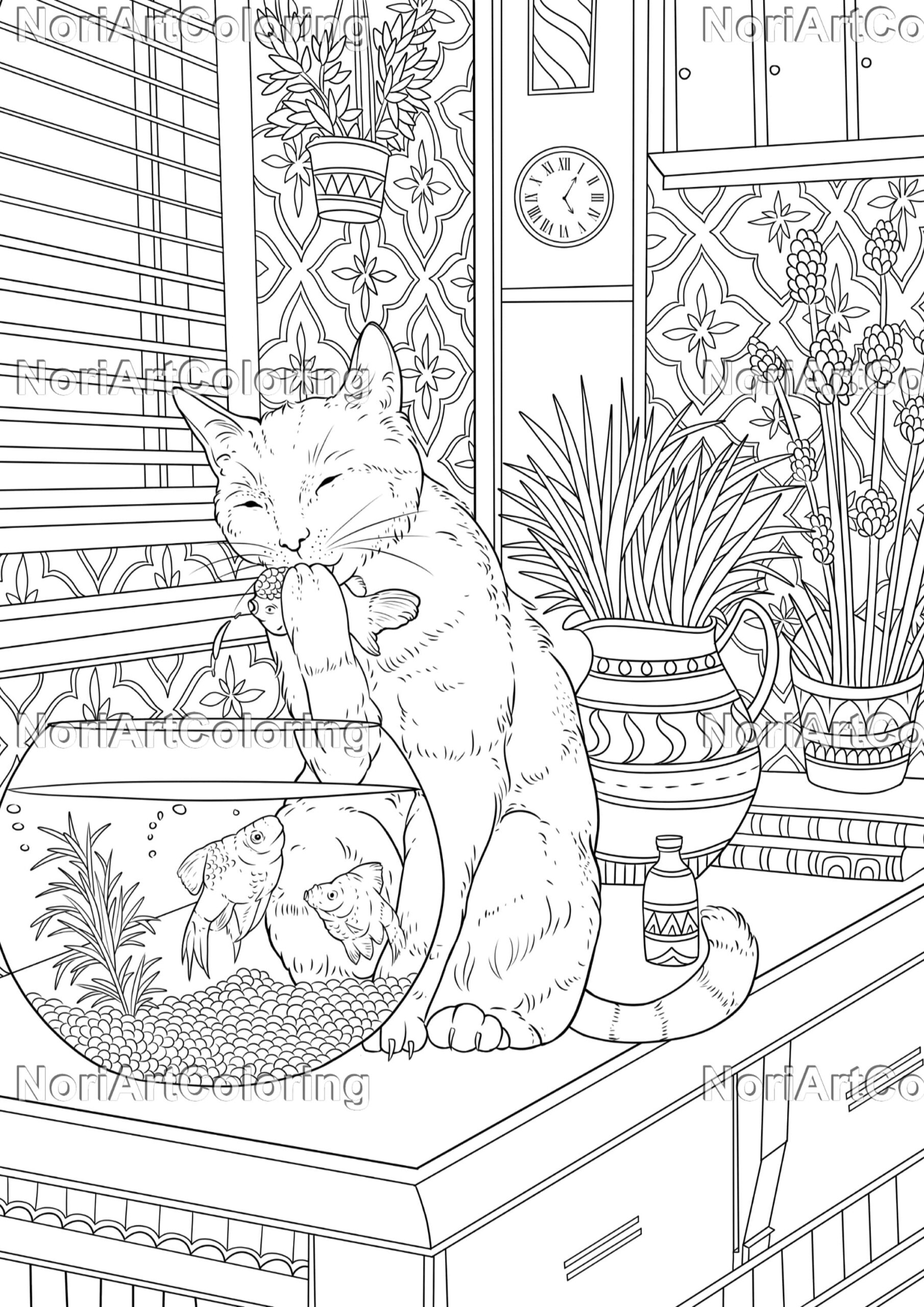 adult coloring pages cats