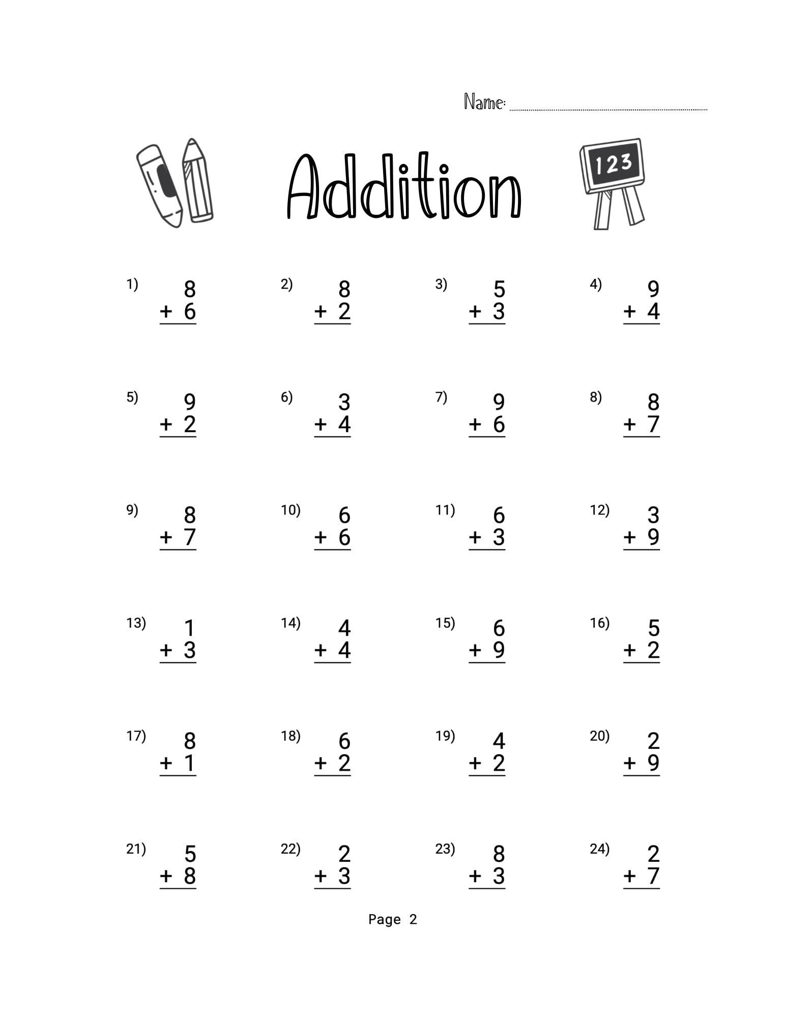 10 Printable Addition Worksheets Numbers 1 9 Answer Key Included Math Worksheets Kids Etsy UK