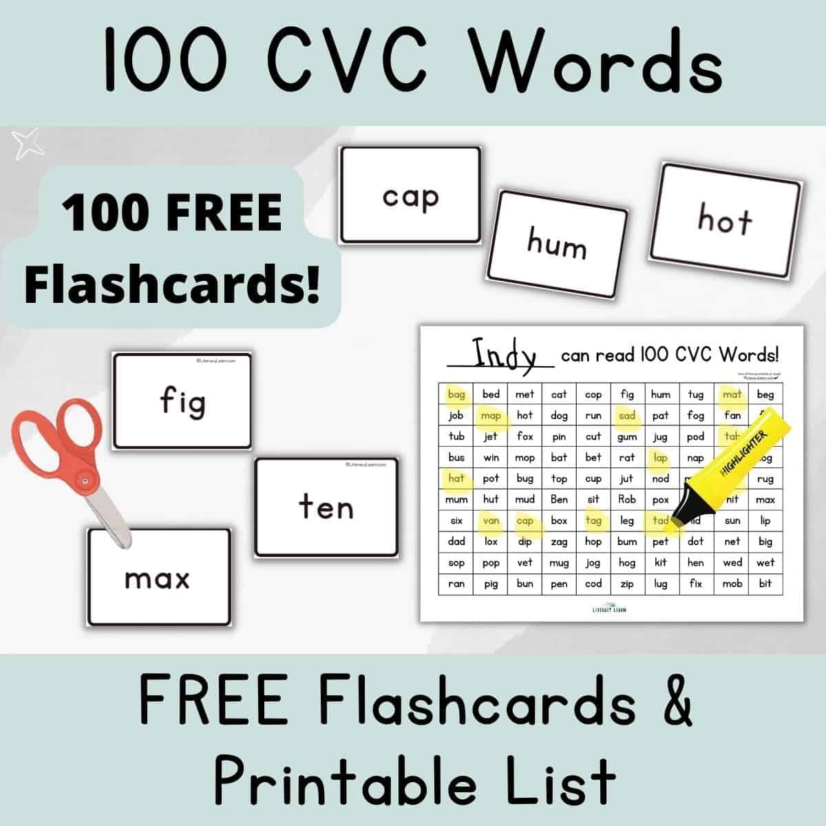 cvc word list printable