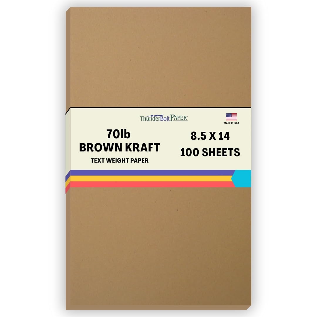 100 Sheets Brown Kraft Fibre 70 Lb Text Weight 22cm X 36cm Paper Legal Size By Thunderbolt Paper