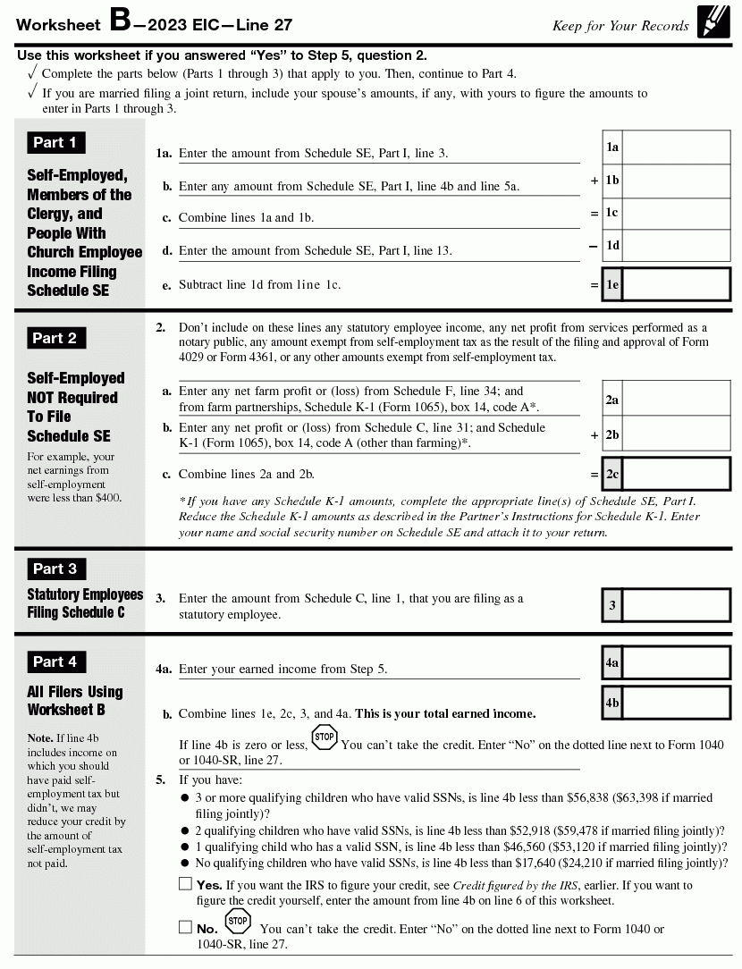 1040 2023 Internal Revenue Service Worksheets Library
