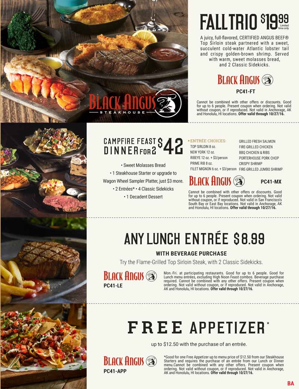  12 Appetizer Free With Your Entree U0026 More At Black Angus Steakhouse Black Angus July 2025 Coupons Promo Codes U0026 Deals 