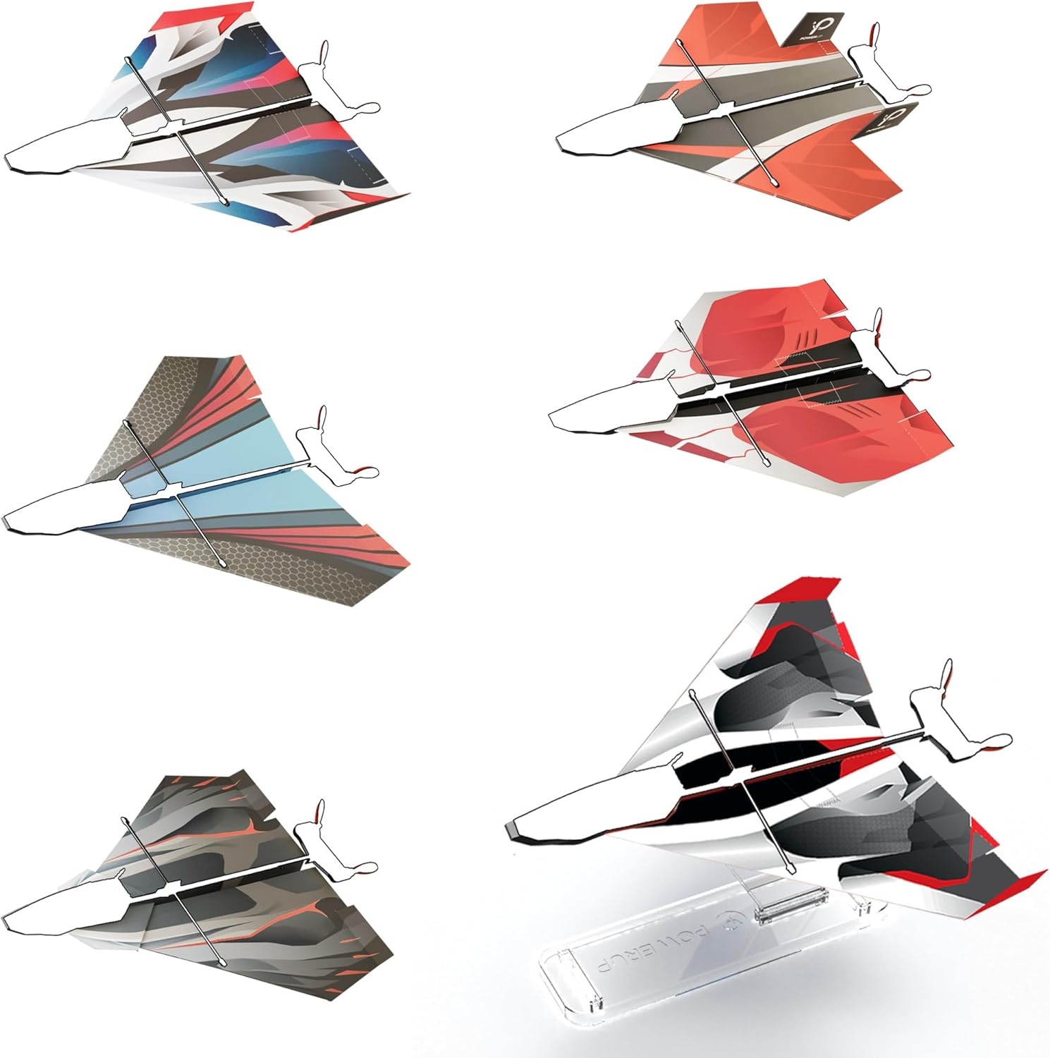 12 Colorful Paper Airplane Templates For POWERUP Models Includes Display Stand