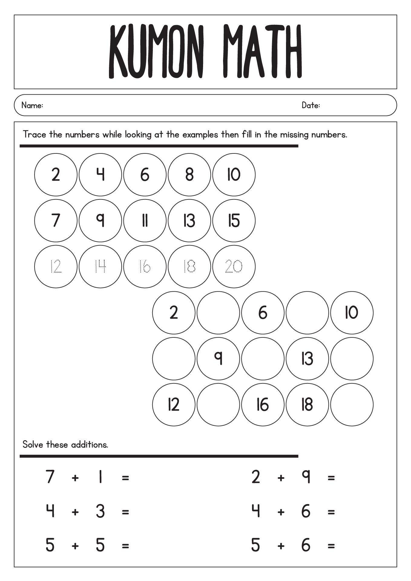 kumon mathematics worksheet