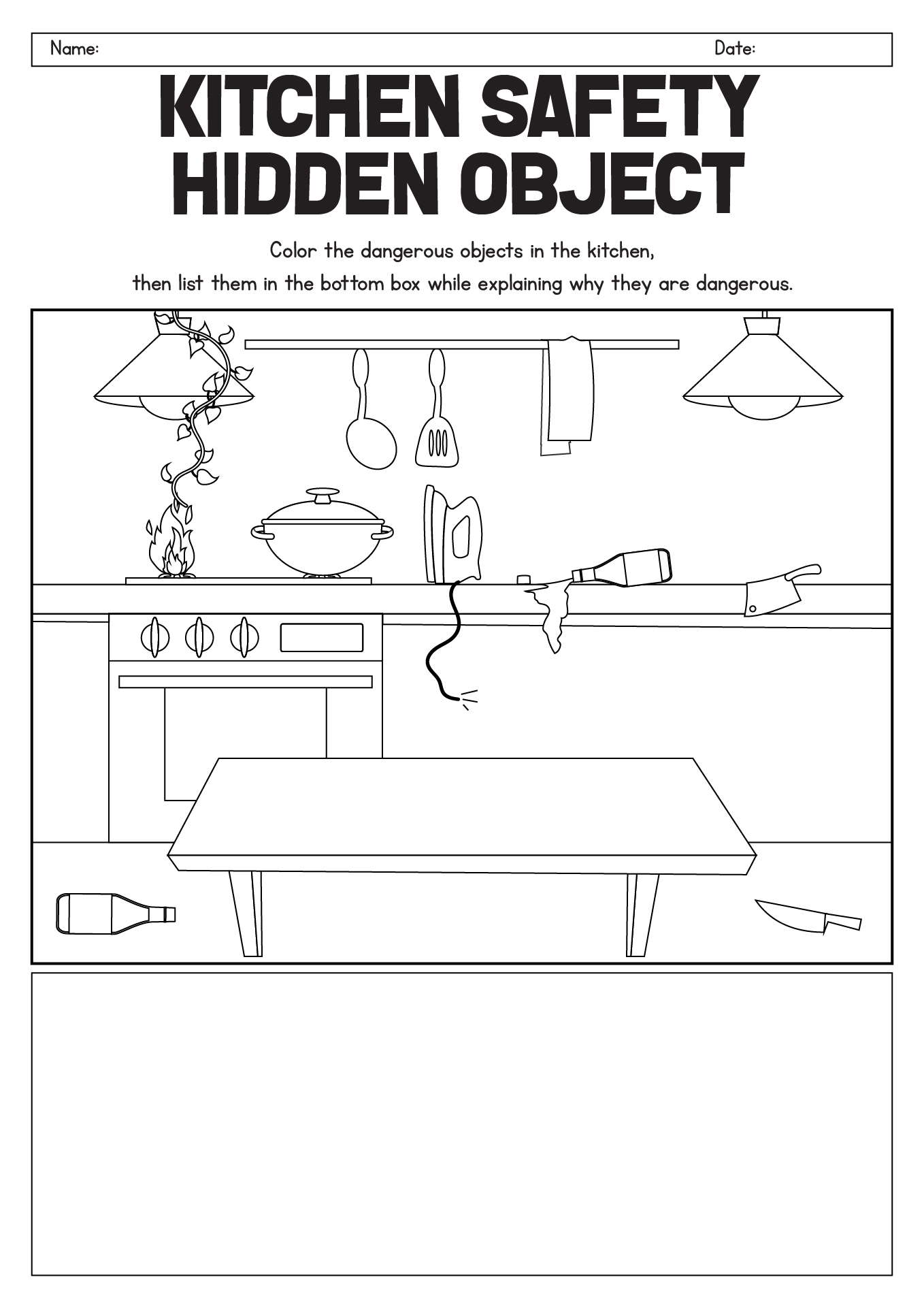 kitchen safety worksheets