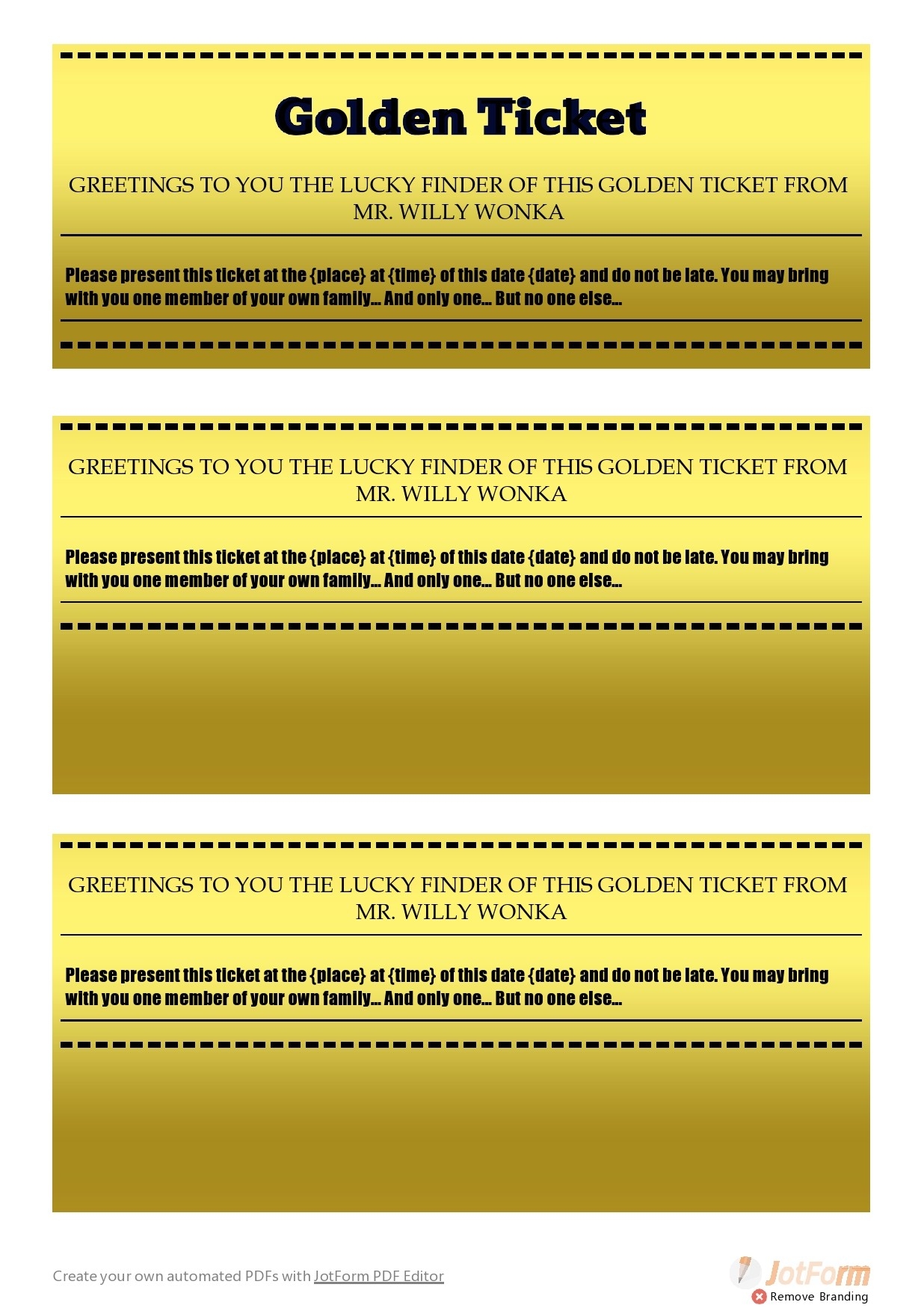13 Editable Golden Ticket Templates Free Downloads 