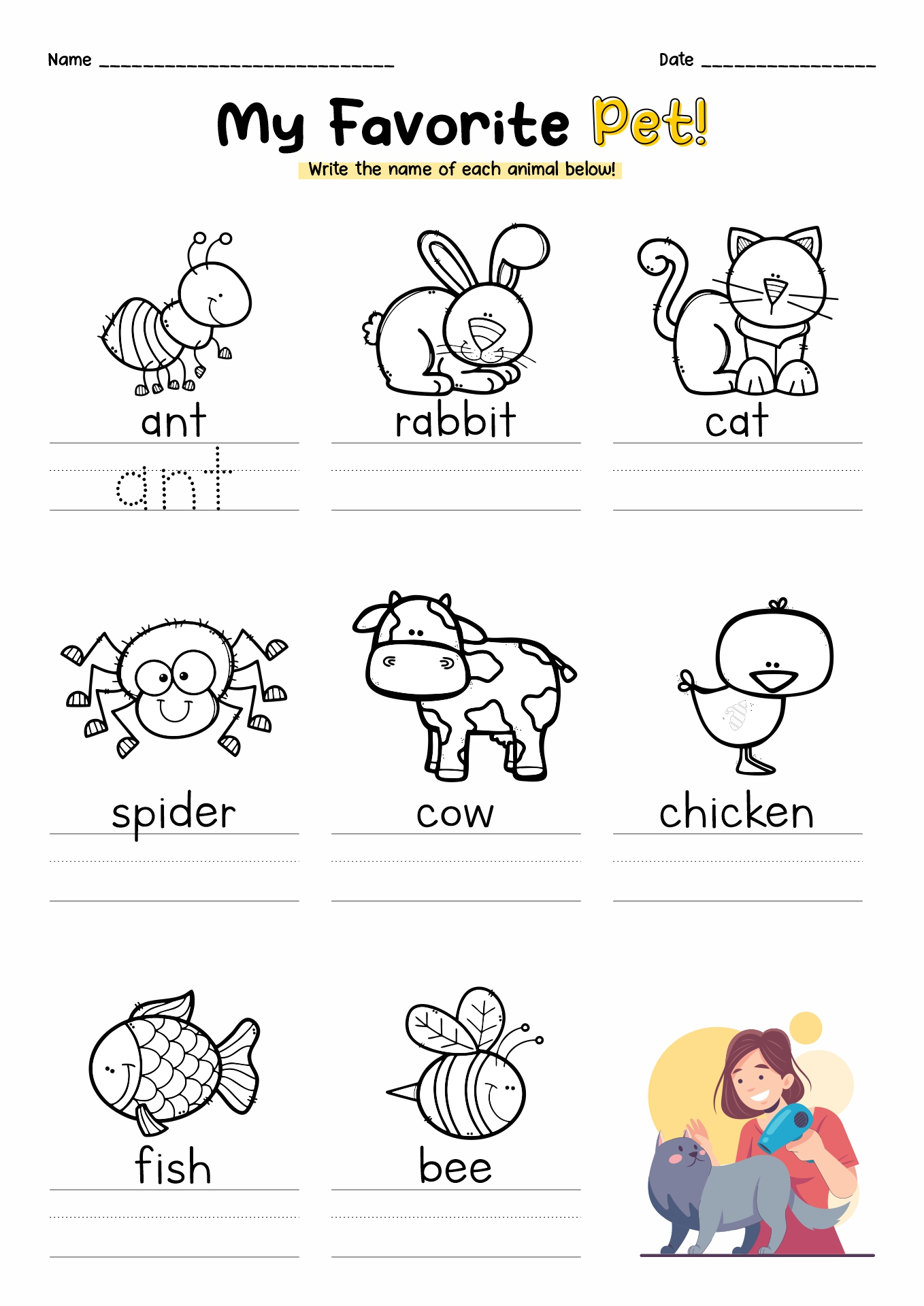kindergarten english worksheet