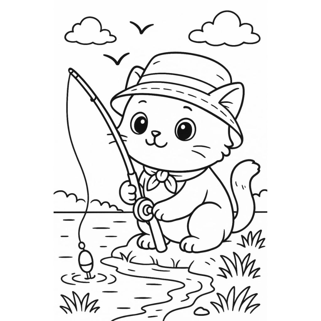 kitten and cat coloring pages