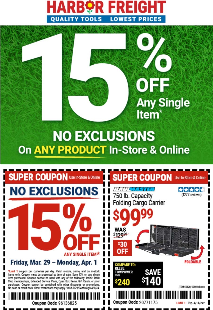 15 Off Any Item At Harbor Freight Or Online Via Promo Code 96136825 Harbor Freight July 2025 Coupons Promo Codes U0026 Deals 