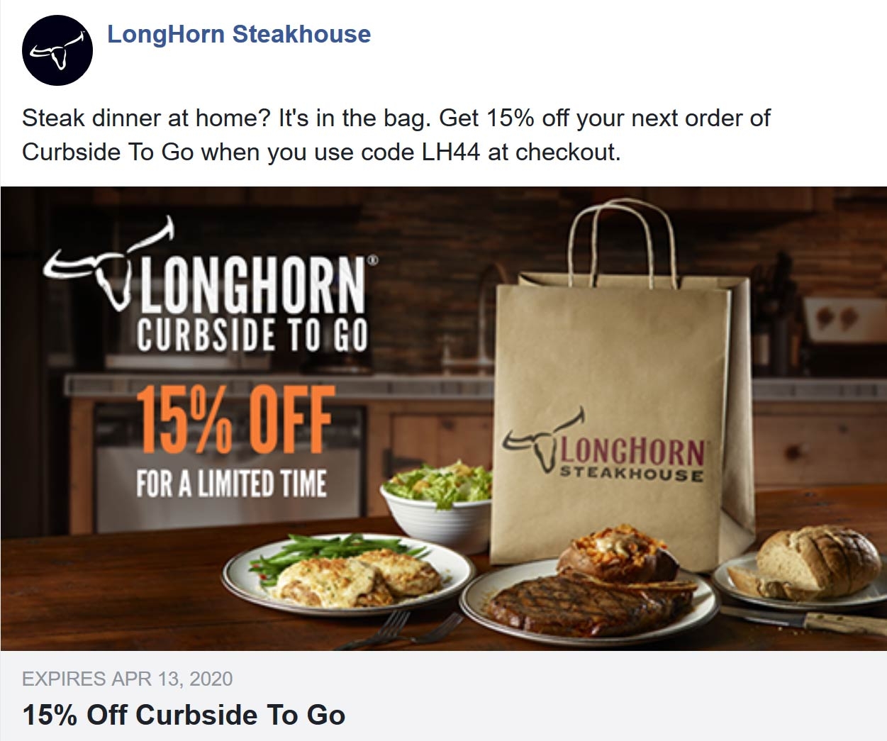 15 Off Curbside To Go At Longhorn Steakhouse Via Promo Code LH44 Longhorn Steakhouse July 2025 Coupons Promo Codes U0026 Deals 