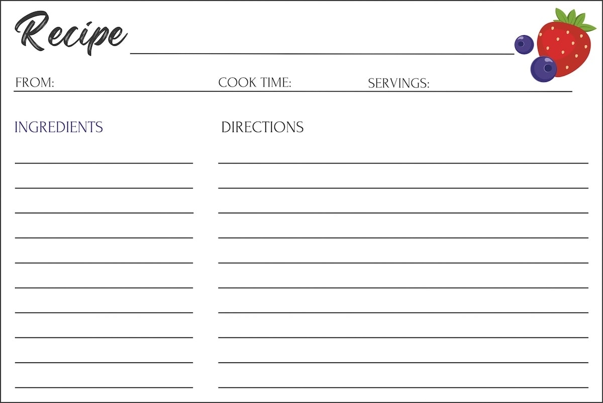 free printable recipe templates