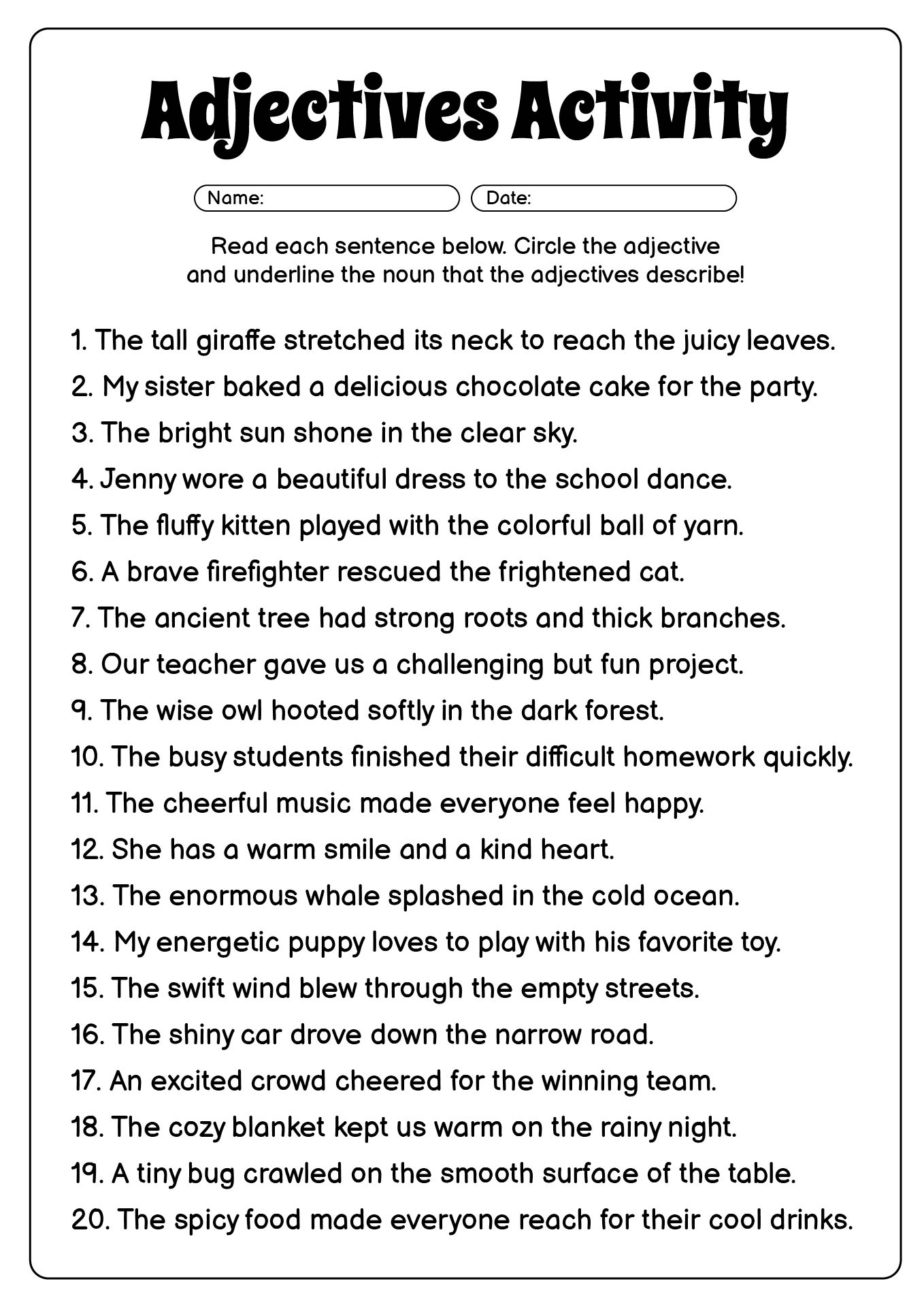 16 Printable Adjective Worksheets 4th Grade Free PDF At 