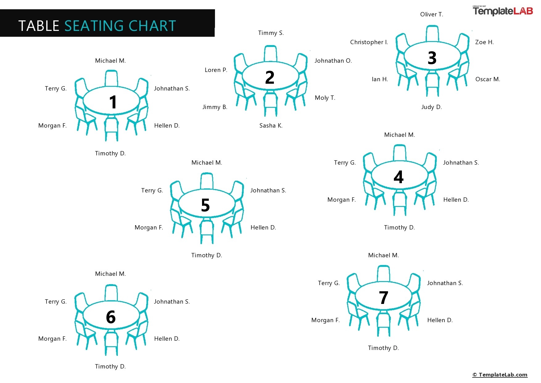 printable round table seating chart template