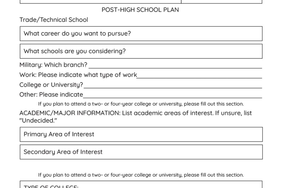 19 High School Student Information Worksheet Free PDF At