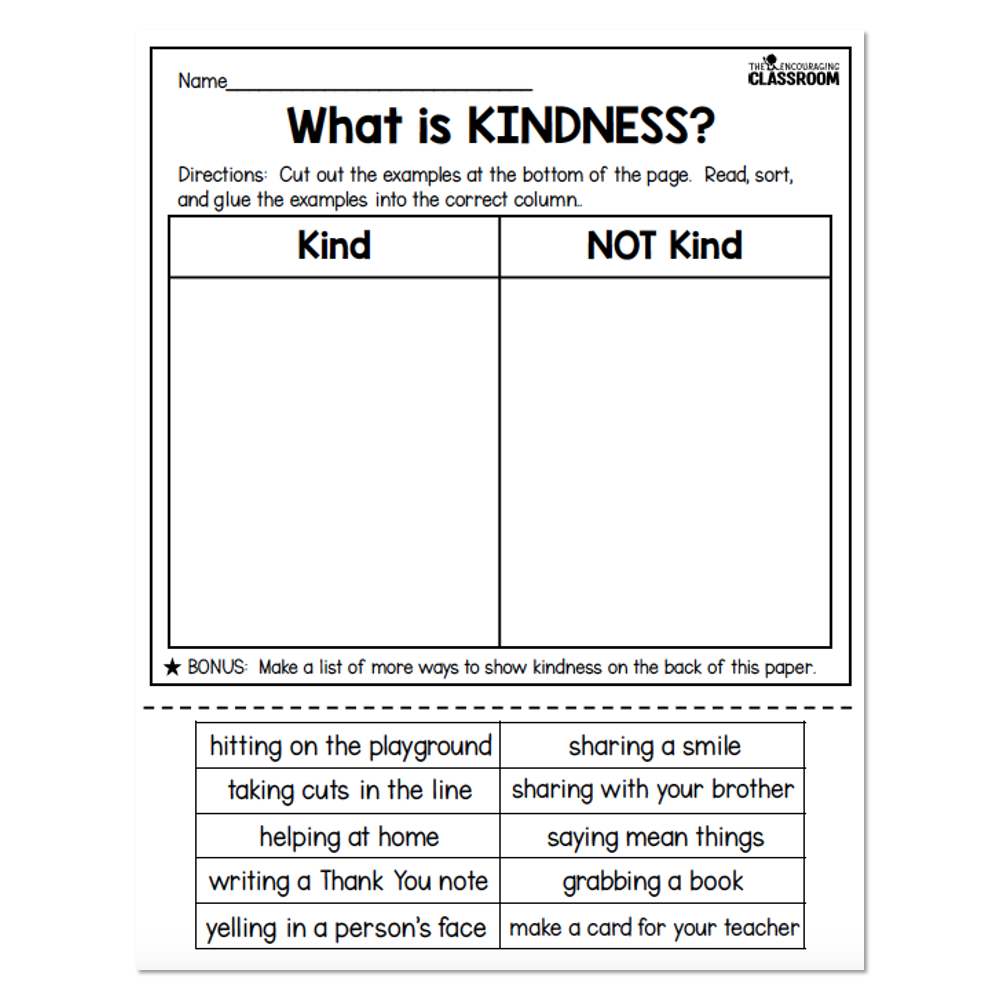 1st And 2nd Grade Social Emotional Learning Kindness Unit Sort Lucky Little Learners