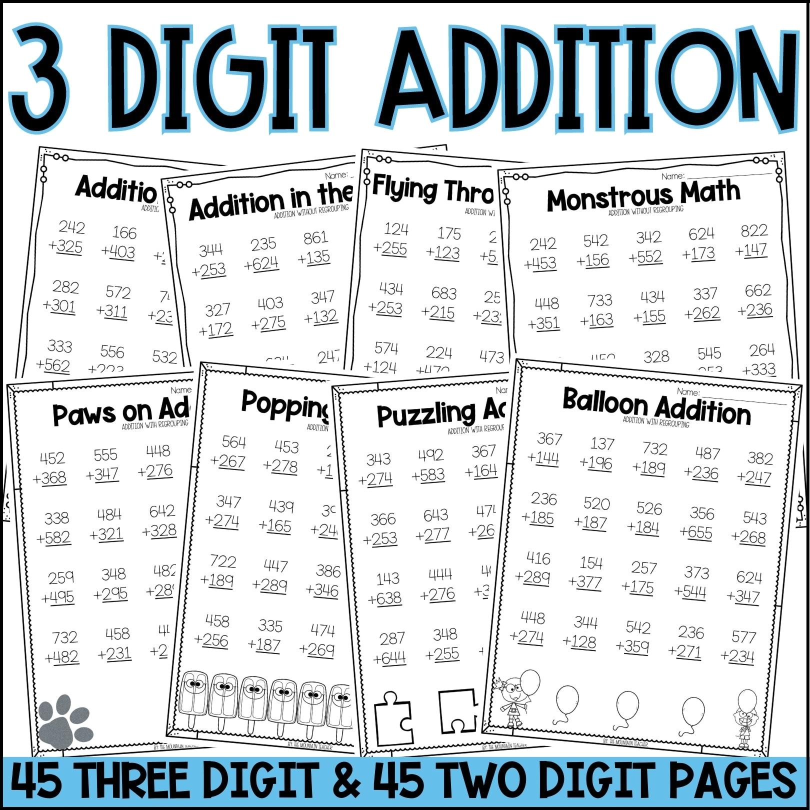 2 And 3 Digit Addition And Subtraction Worksheets BUNDLE The 