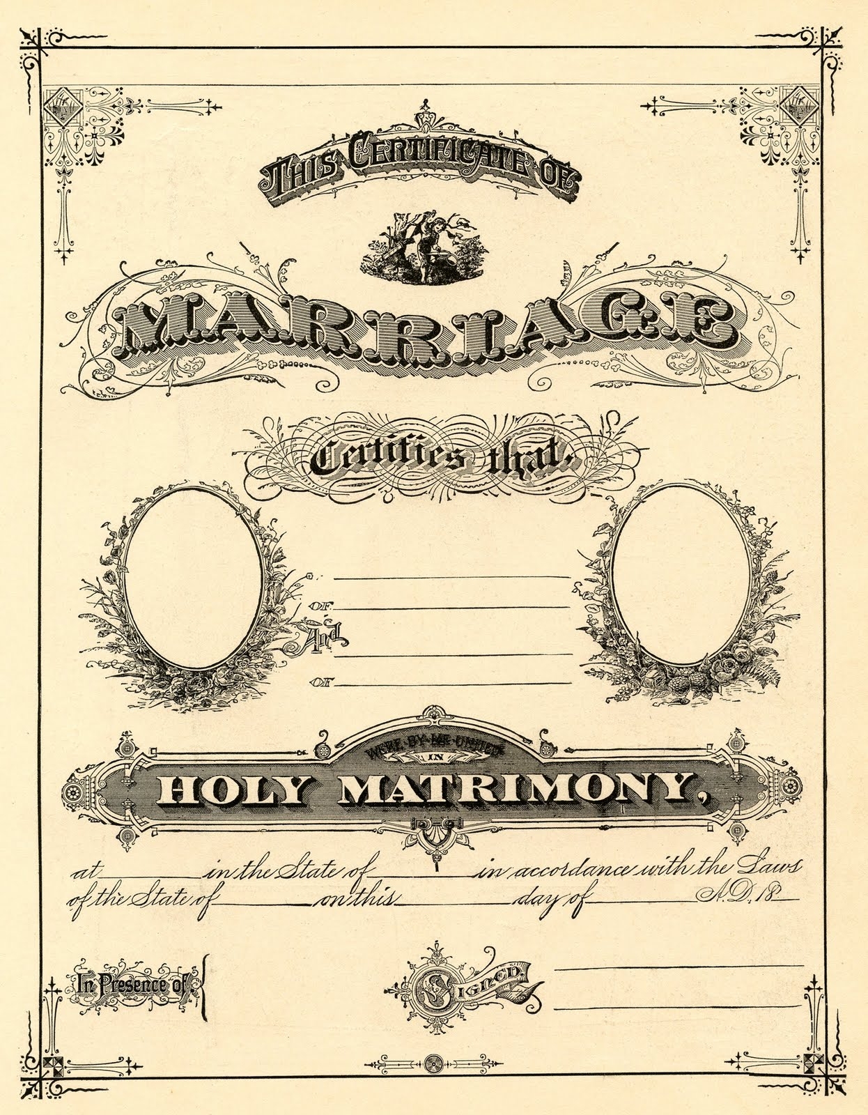 printable marriage certificate template free