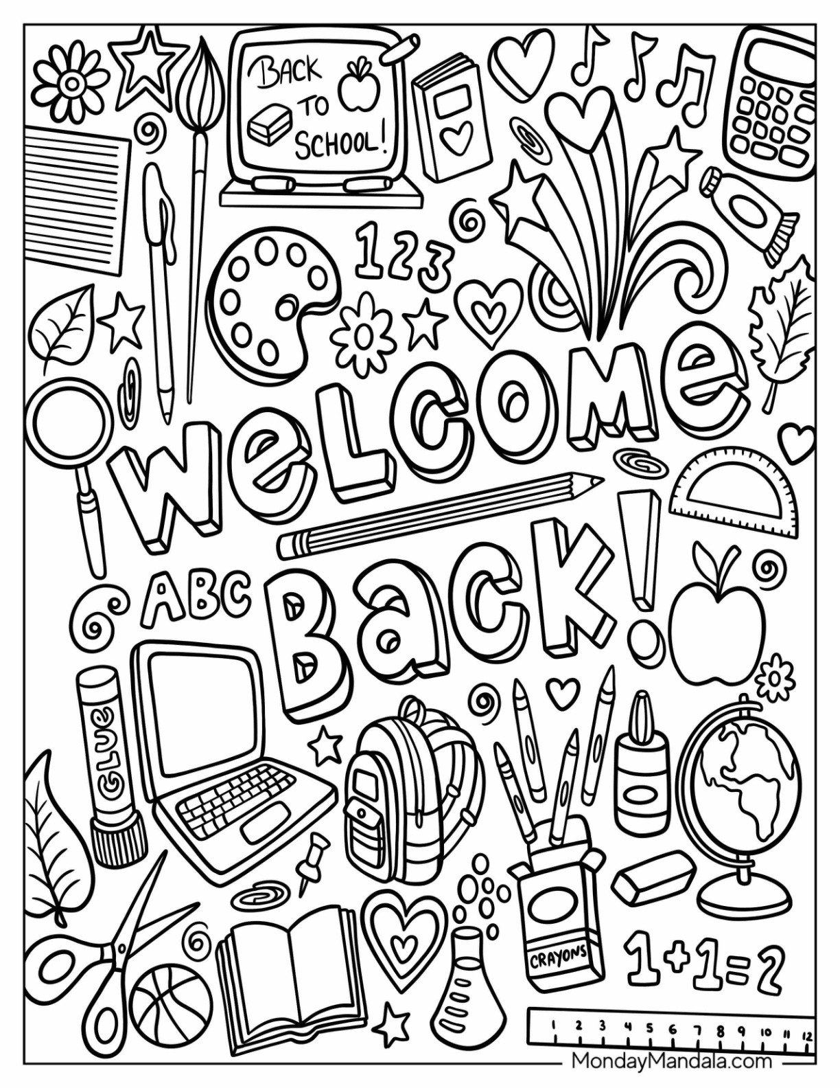 back to school coloring pages printable