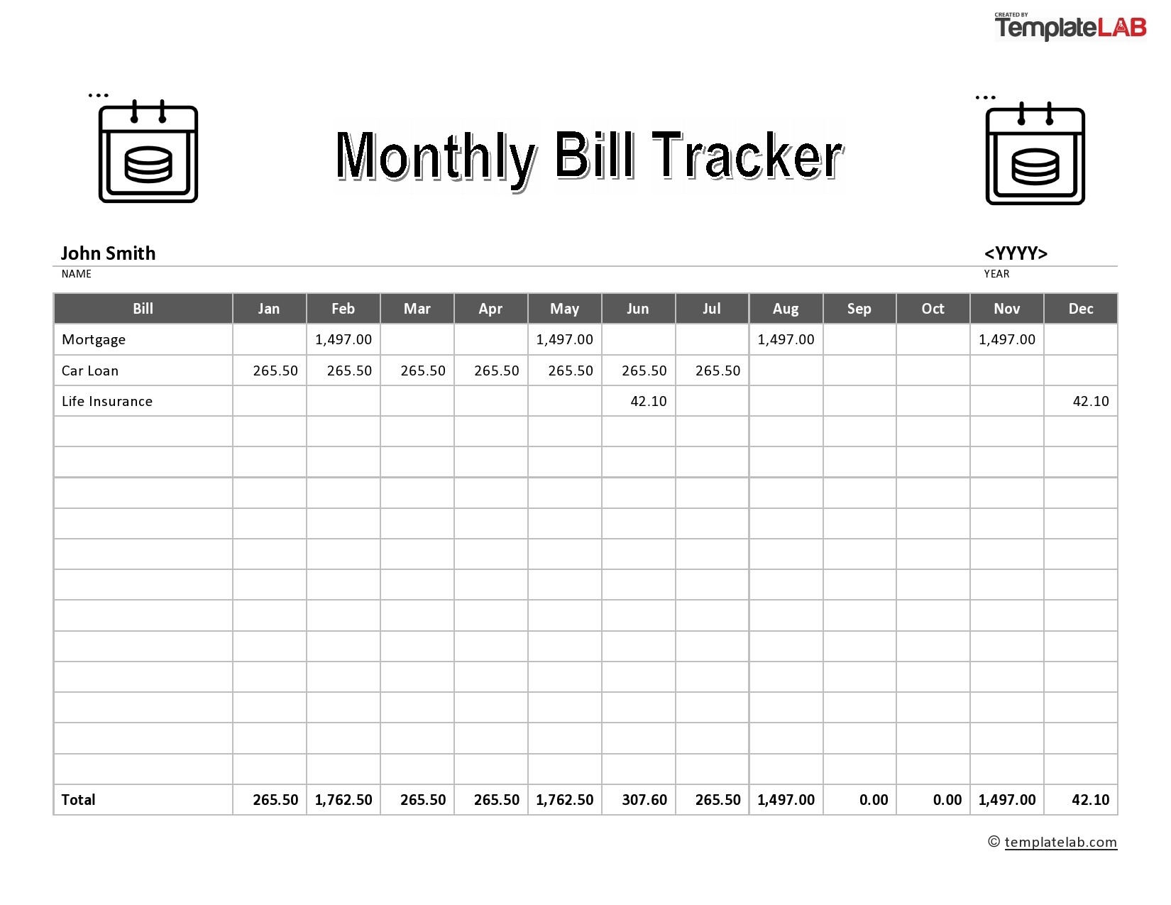 20 Free Bill Pay Checklists U0026 Bill Calendars PDF Word U0026 Excel 