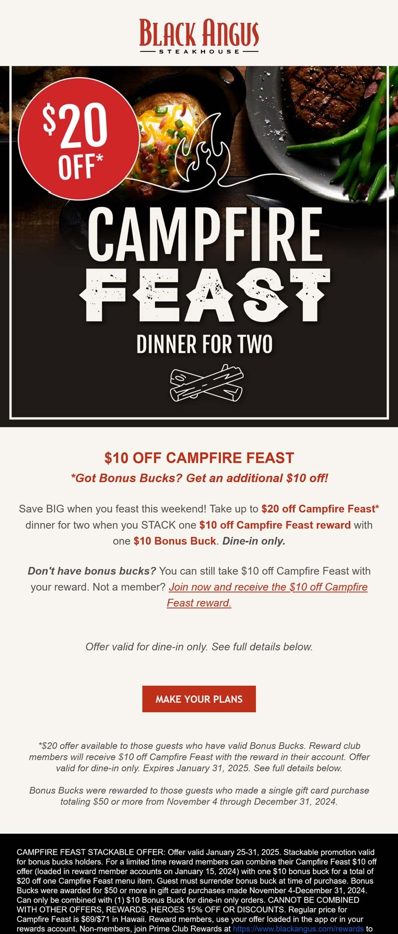  20 Off Campfire Feast At Black Angus Steakhouse Black Angus July 2025 Coupons Promo Codes U0026 Deals 