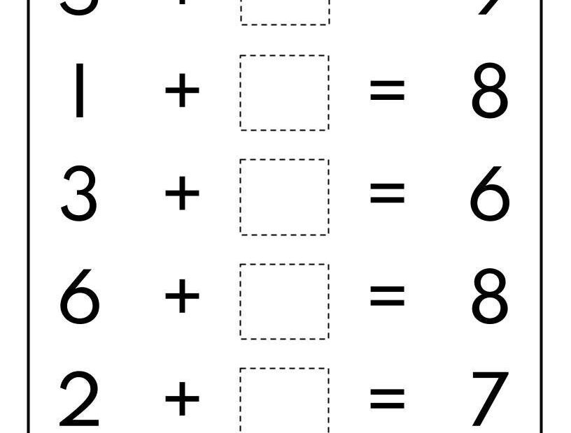 20 Printable Missing Addends Worksheets Numbers 1 10 For