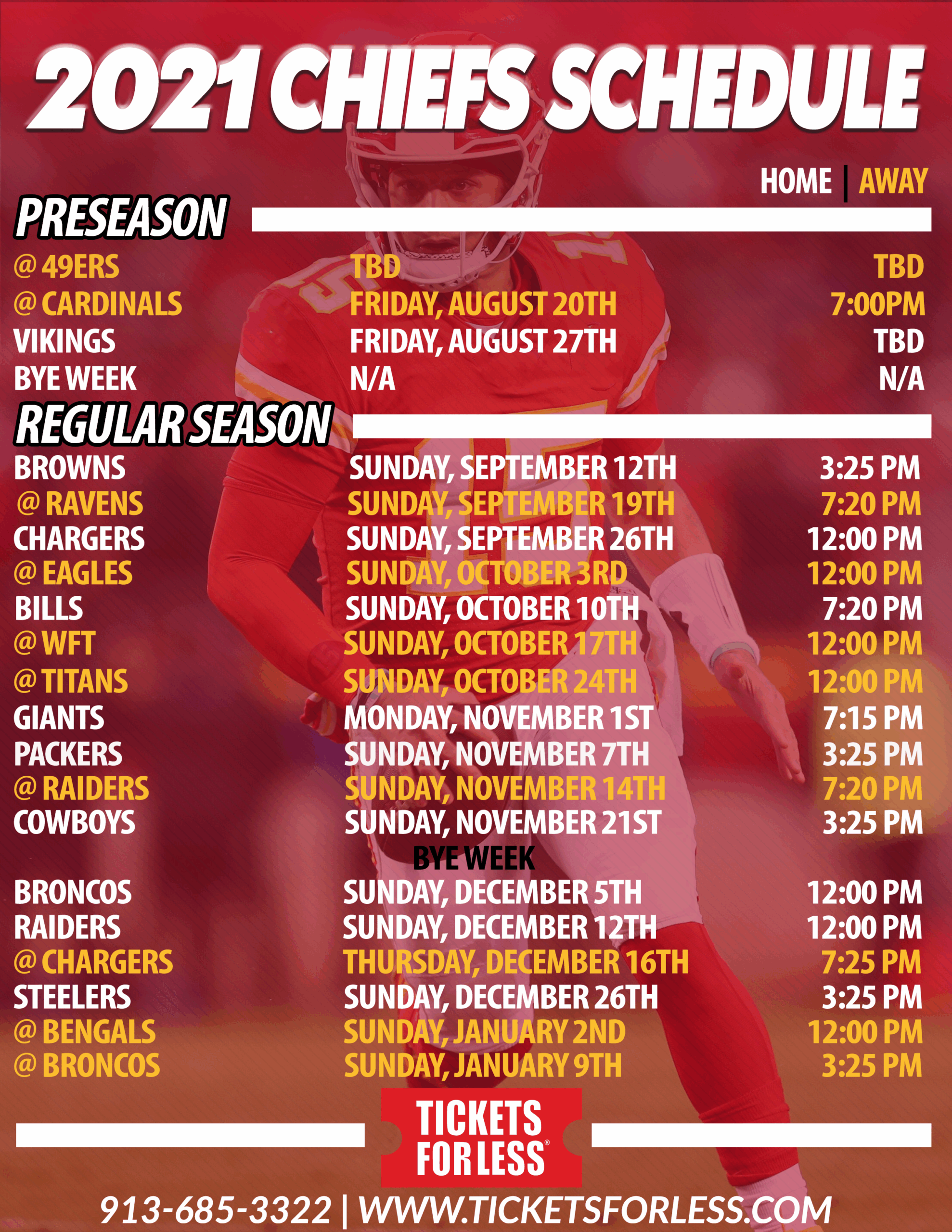 2021 Chiefs Schedule Chiefs Tickets For Less