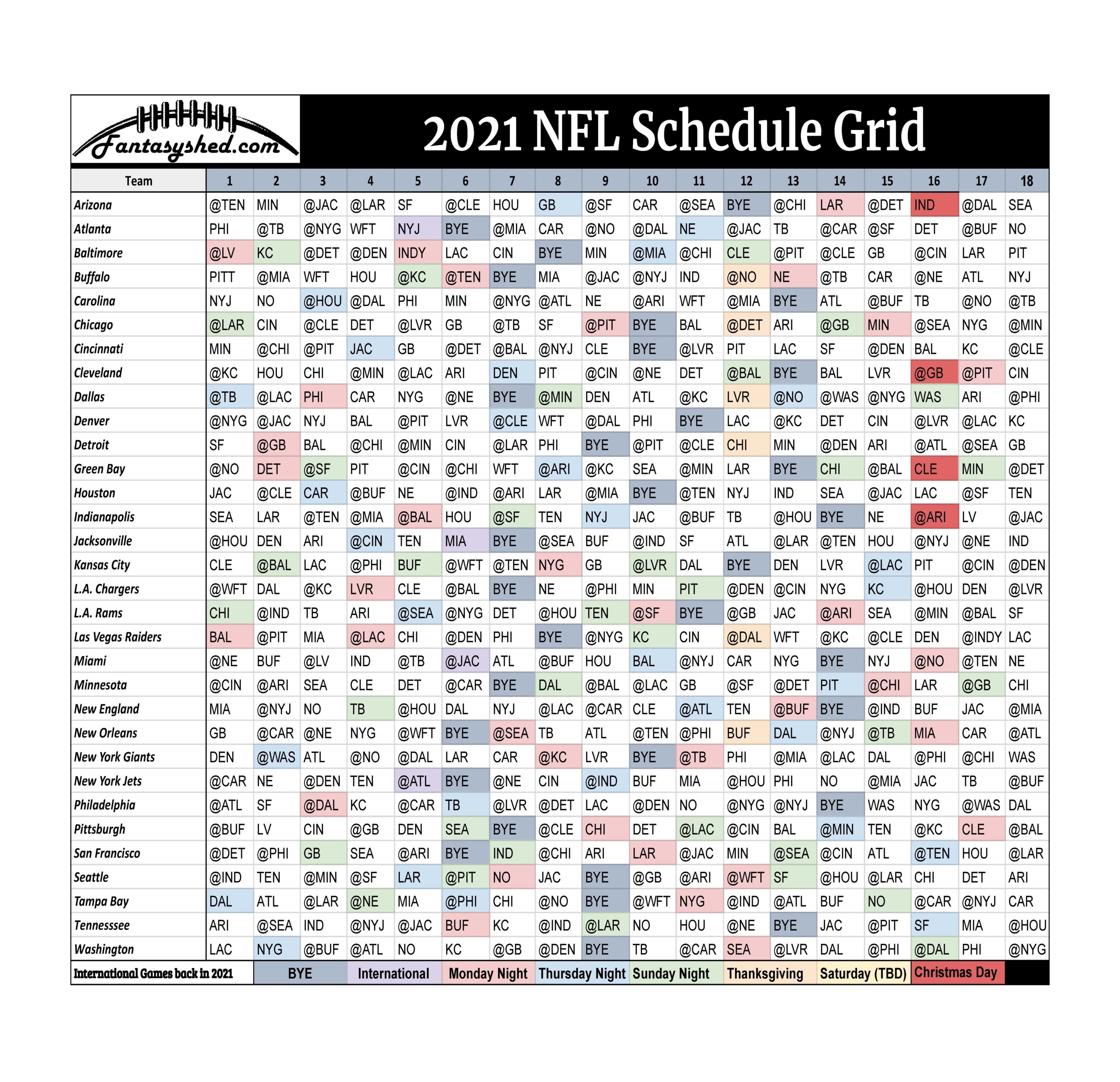 nfl printable schedule