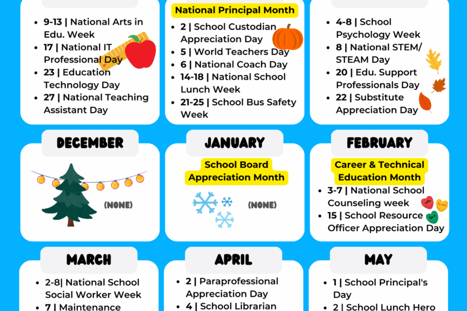 2024 25 US Teacher Appreciation Week Calendar