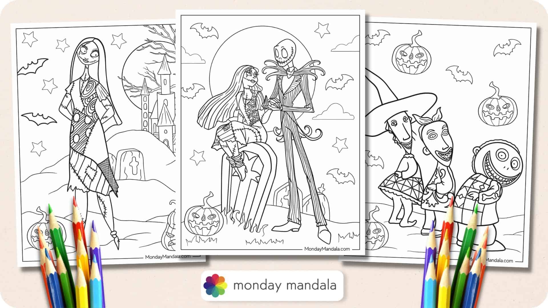 nightmare before christmas coloring pages printable