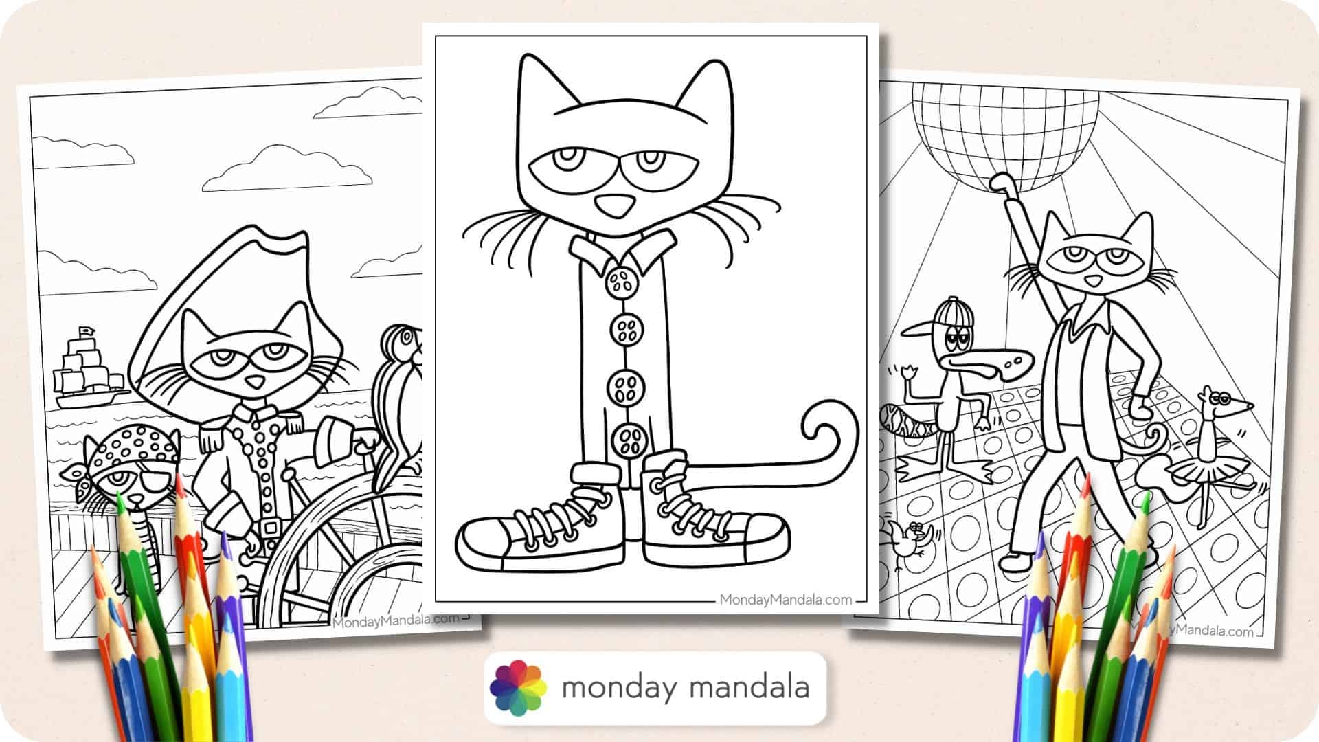 pete the cat color pages