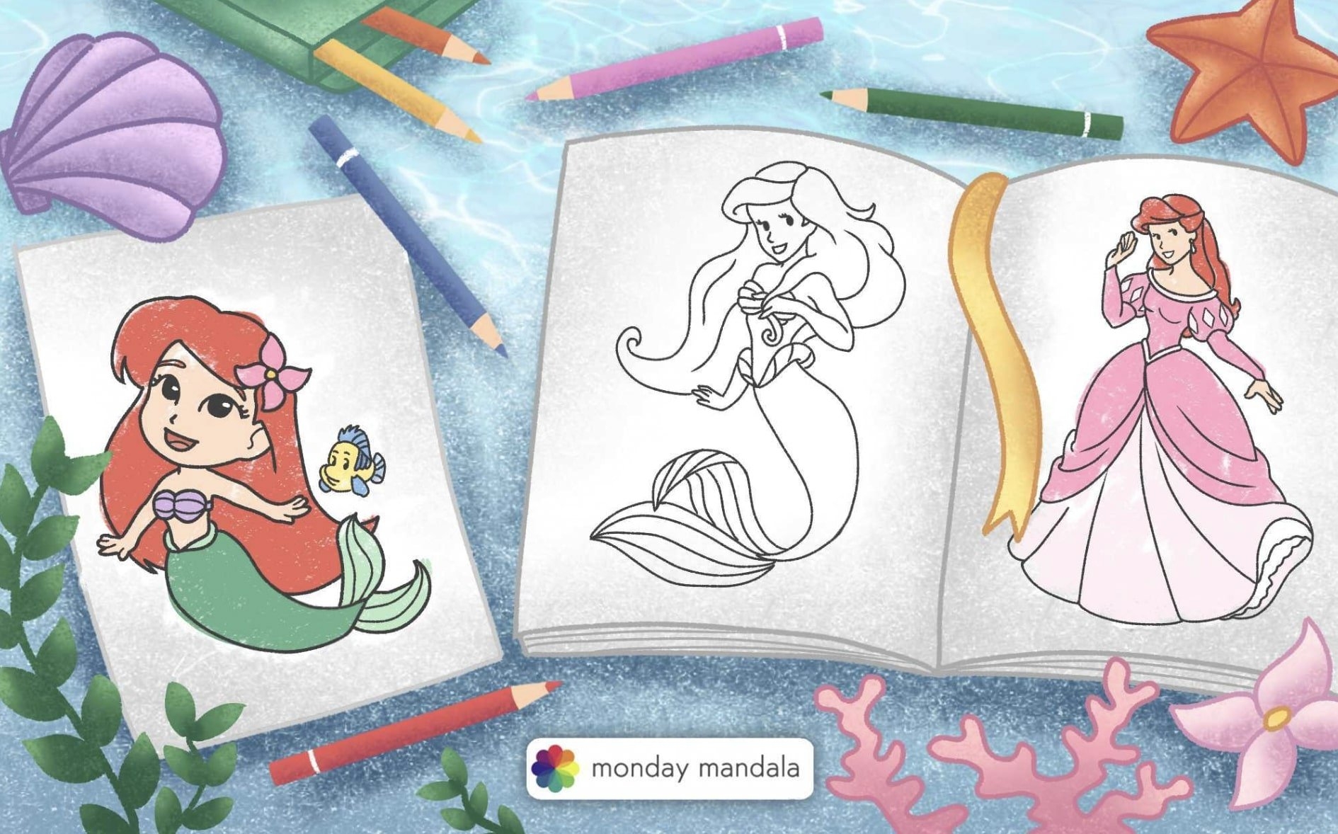 little mermaid pictures to color