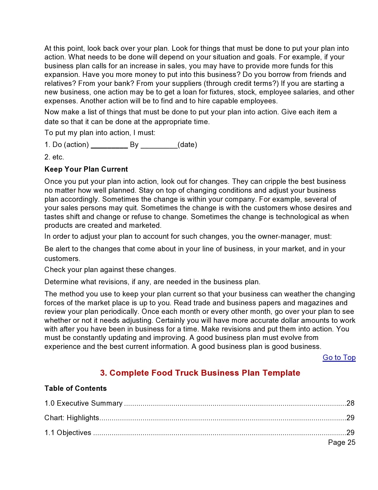 food truck business plan templates