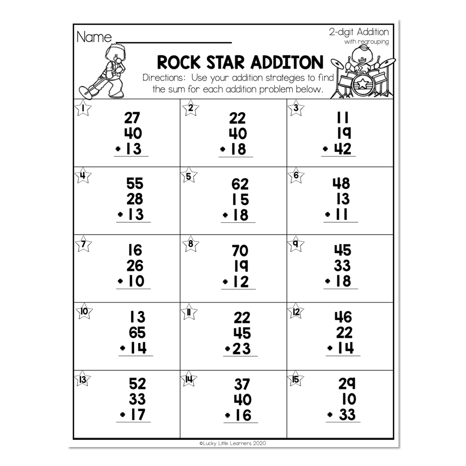 2nd Grade Math Worksheets 2 Digit Addition With Regrouping Worksheets Library