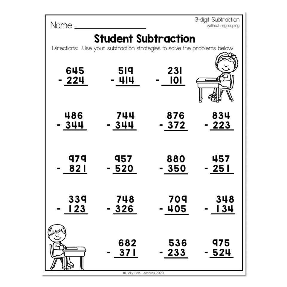 math subtraction worksheet