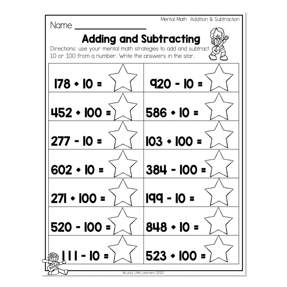 2nd Grade Math Worksheets Place Value Mental Math Addition U0026 Subtraction Adding And Subtracting Lucky Little Learners