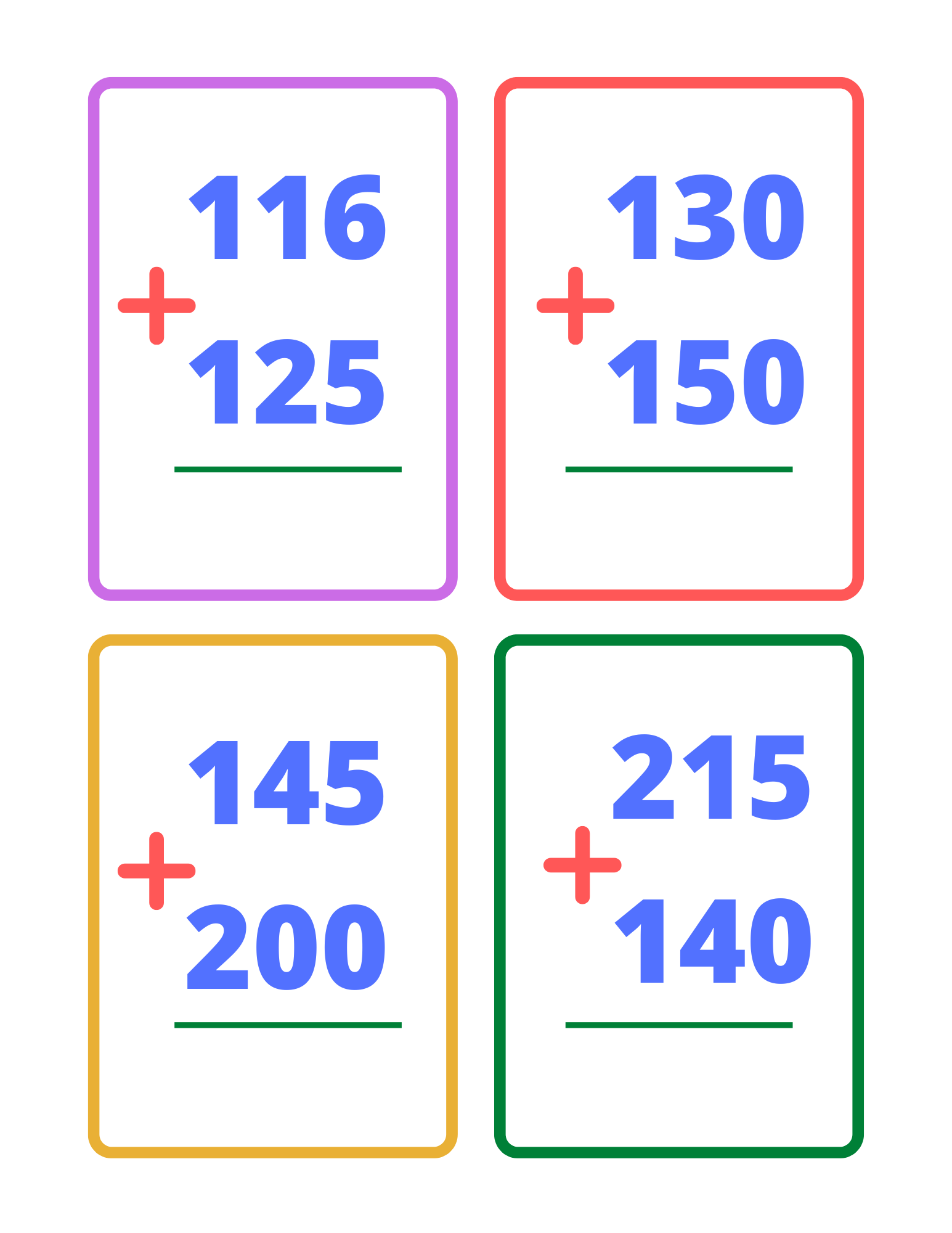 3 Digit Addition Flash Cards Printable Math Practice Pages For KS1 U0026 KS2 To Count Teaching Resources