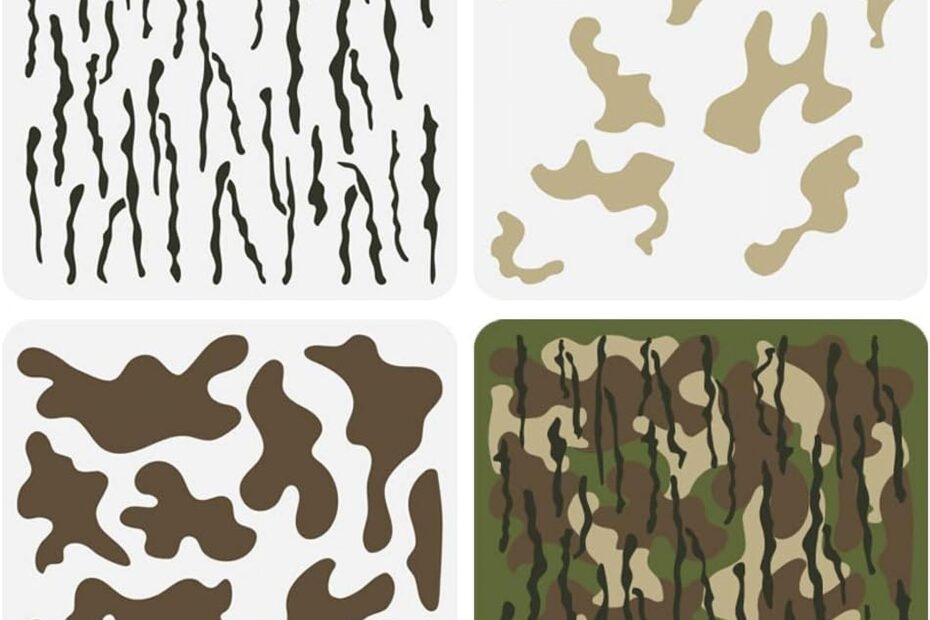 3 Pcs Layered Camo Stencils 11 8x11 8 Inch Camo Painting Stencil Plastic Camouflage Pattern Stencil Digital Camo Paint Stencils Reusable DIY Art And