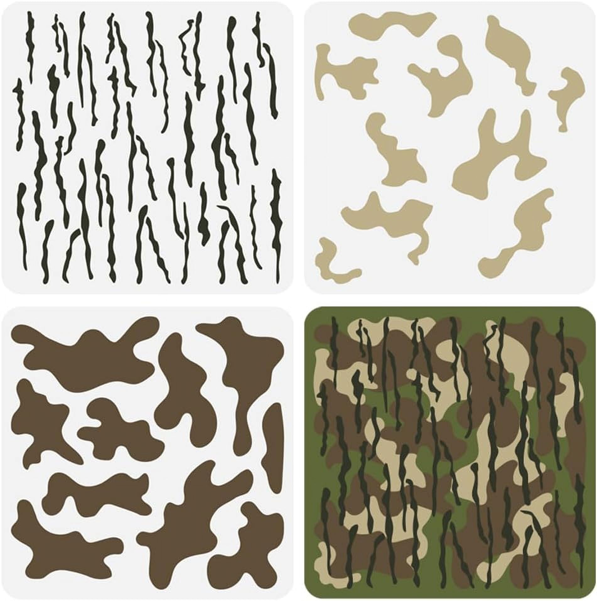 3 Pcs Layered Camo Stencils 11 8x11 8 Inch Camo Painting Stencil Plastic Camouflage Pattern Stencil Digital Camo Paint Stencils Reusable DIY Art And 