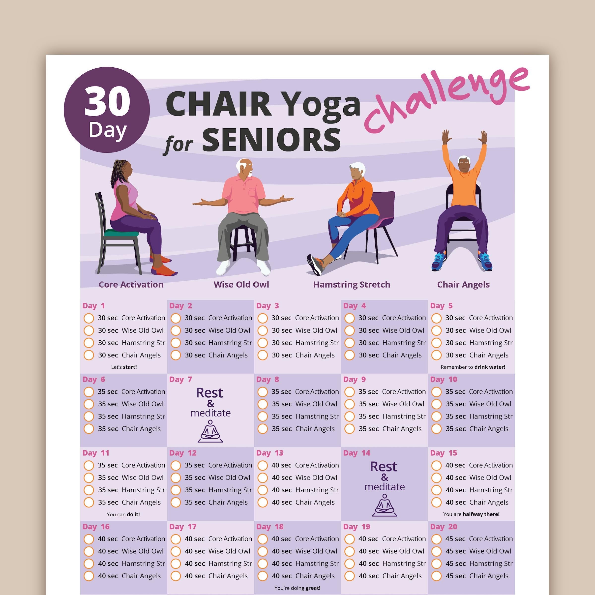 30 Day Chair Yoga For Seniors Challenge Chair Exercise Guide I 