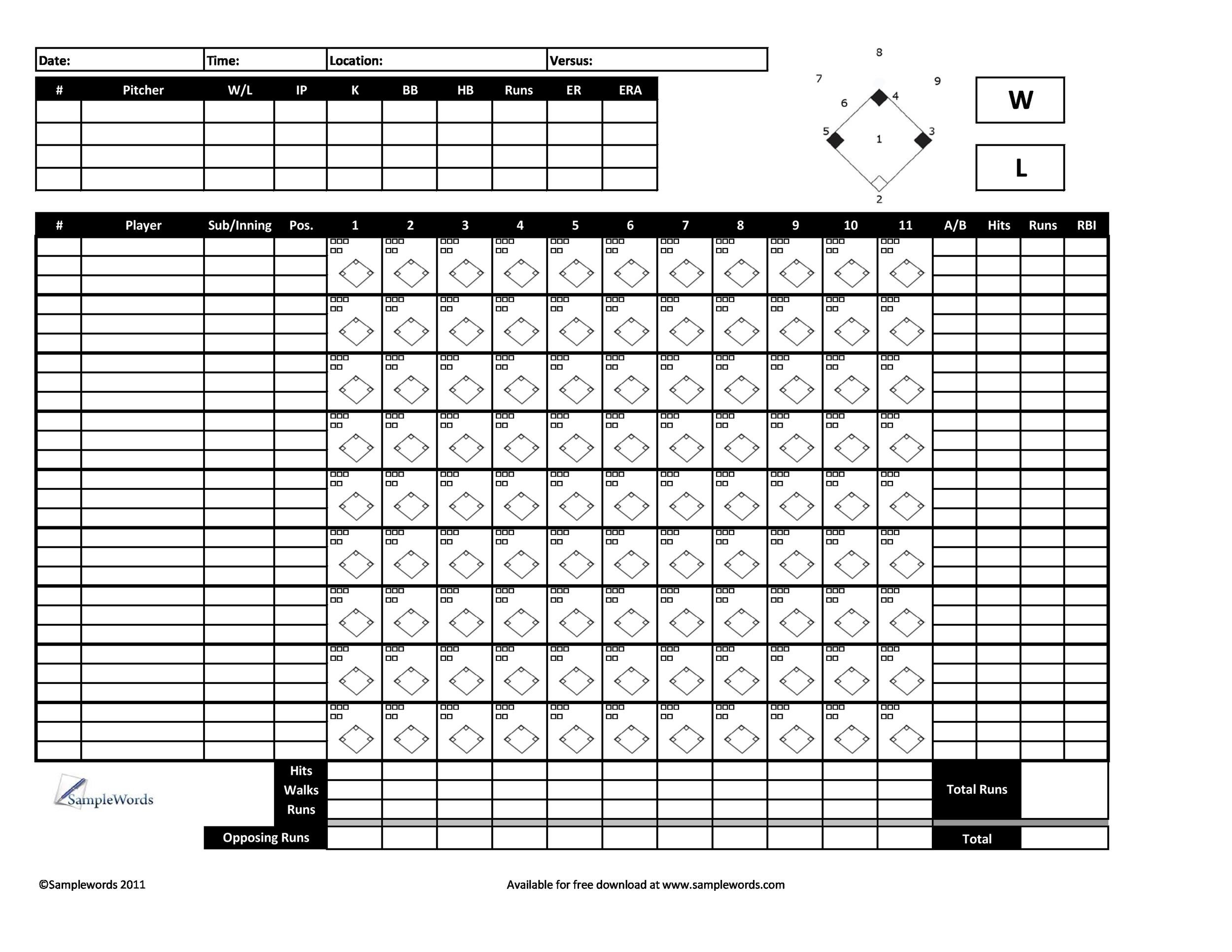printable baseball scorebook sheets