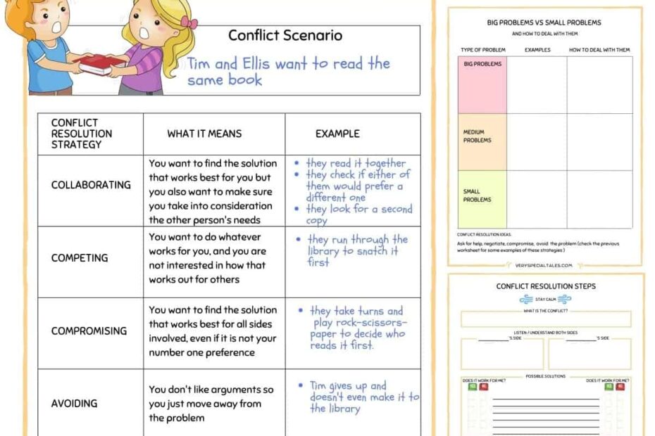 31 Fun Conflict Resolution Activities For Kids Printable PDF Worksheets Games And Activities Very Special Tales