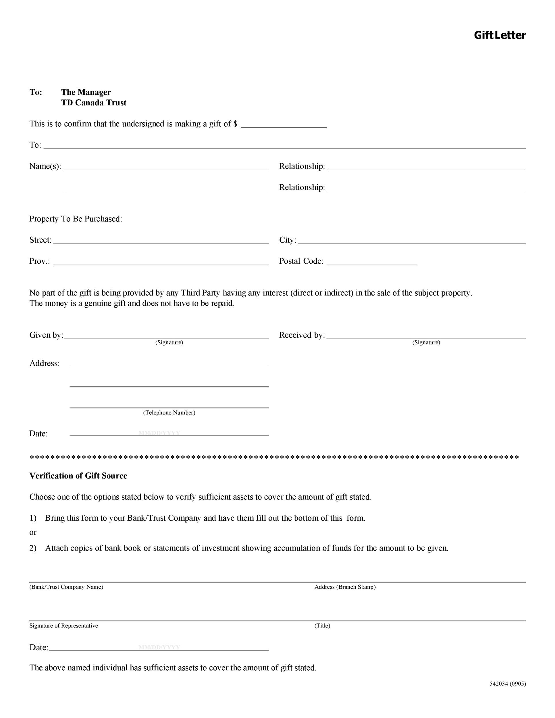 35 Best Gift Letter Templates Word U0026 PDF TemplateLab