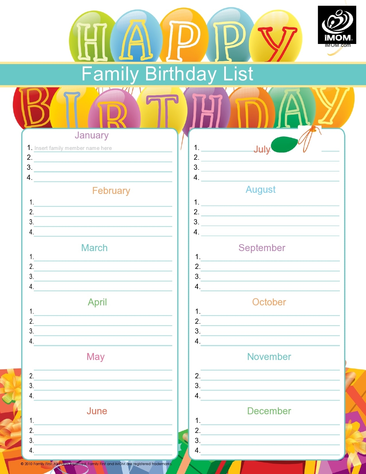printable birthday list template