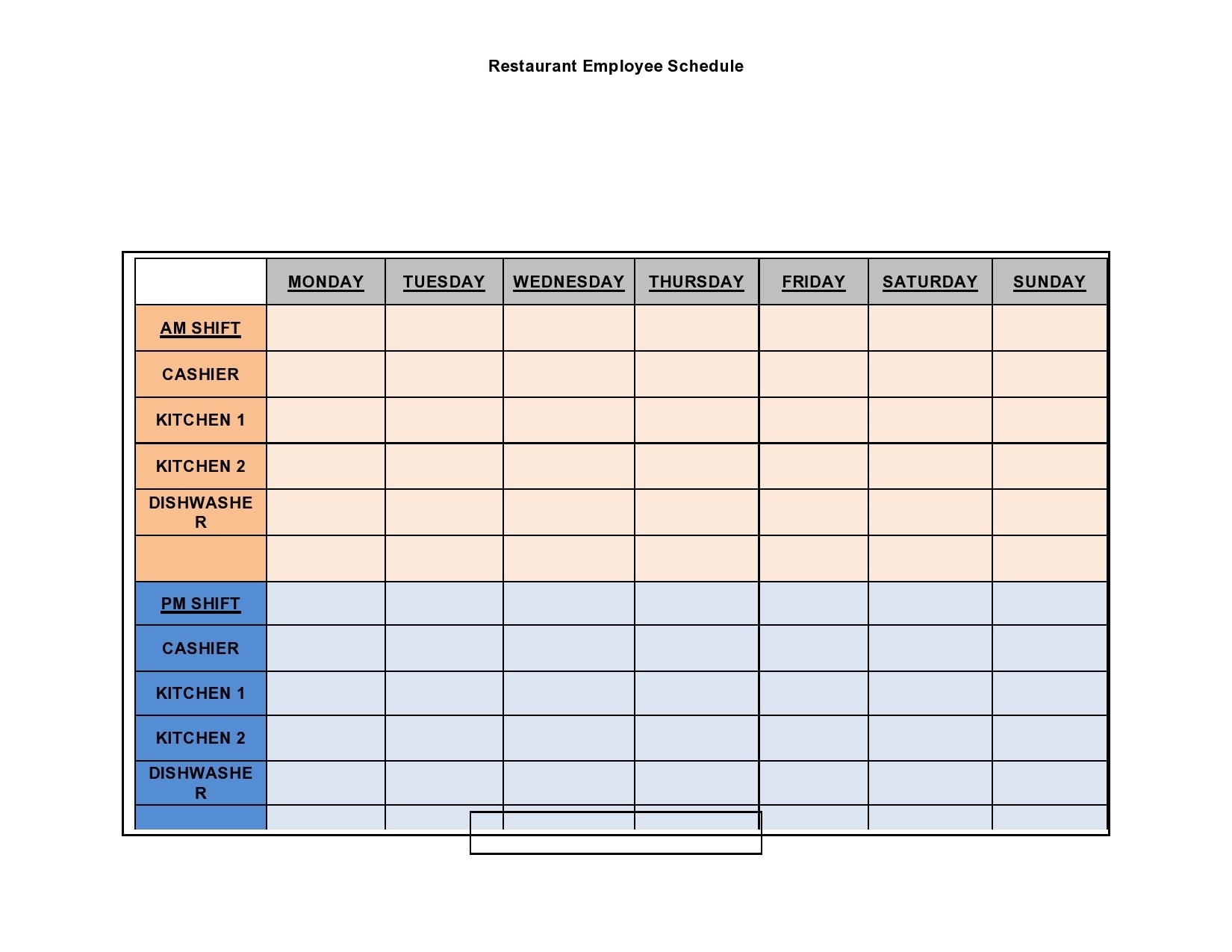 free work schedule template word
