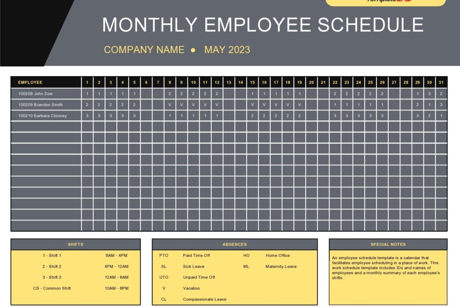 37 Free Employee Schedule Templates Excel Word PDF