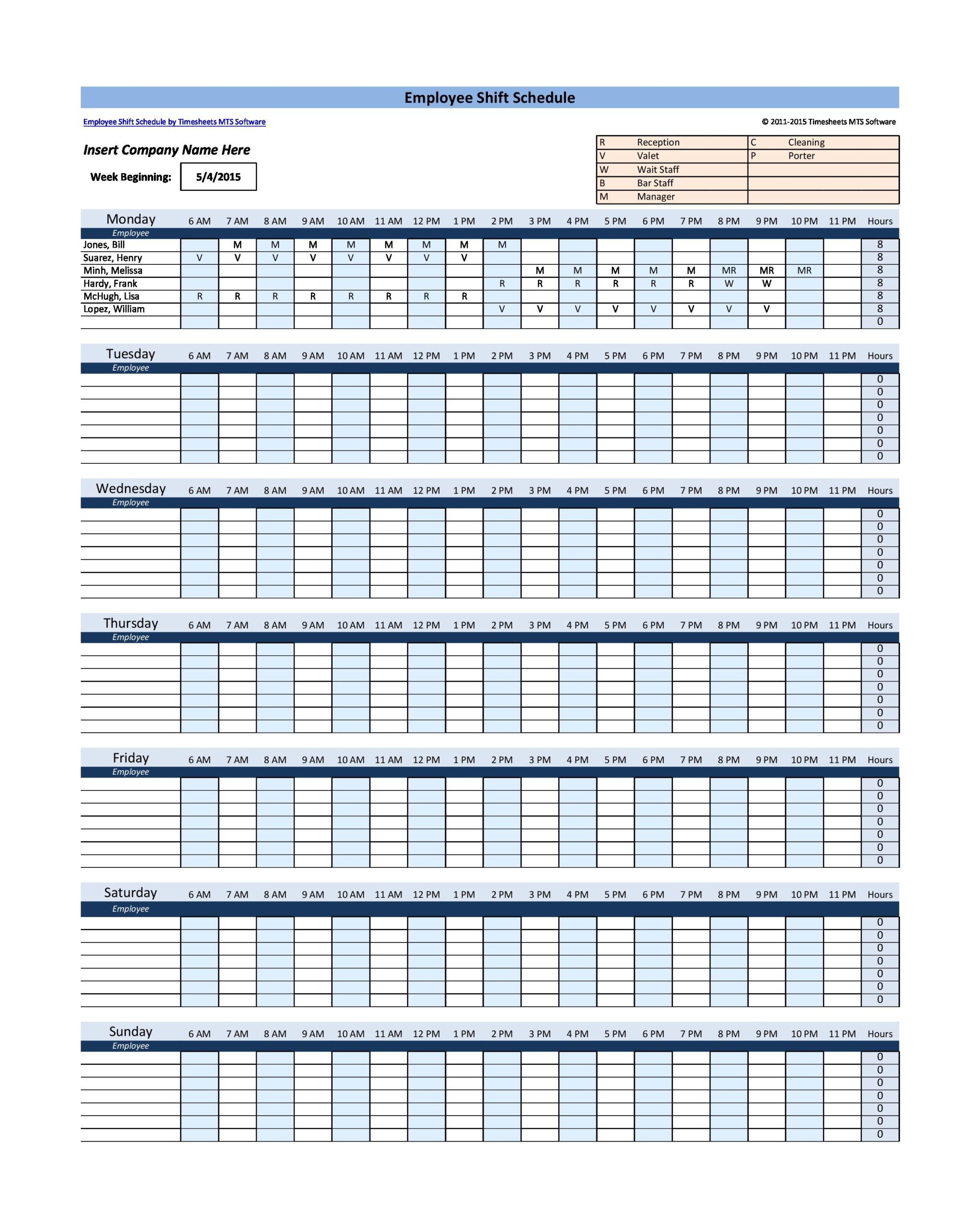 monthly schedule template in excel