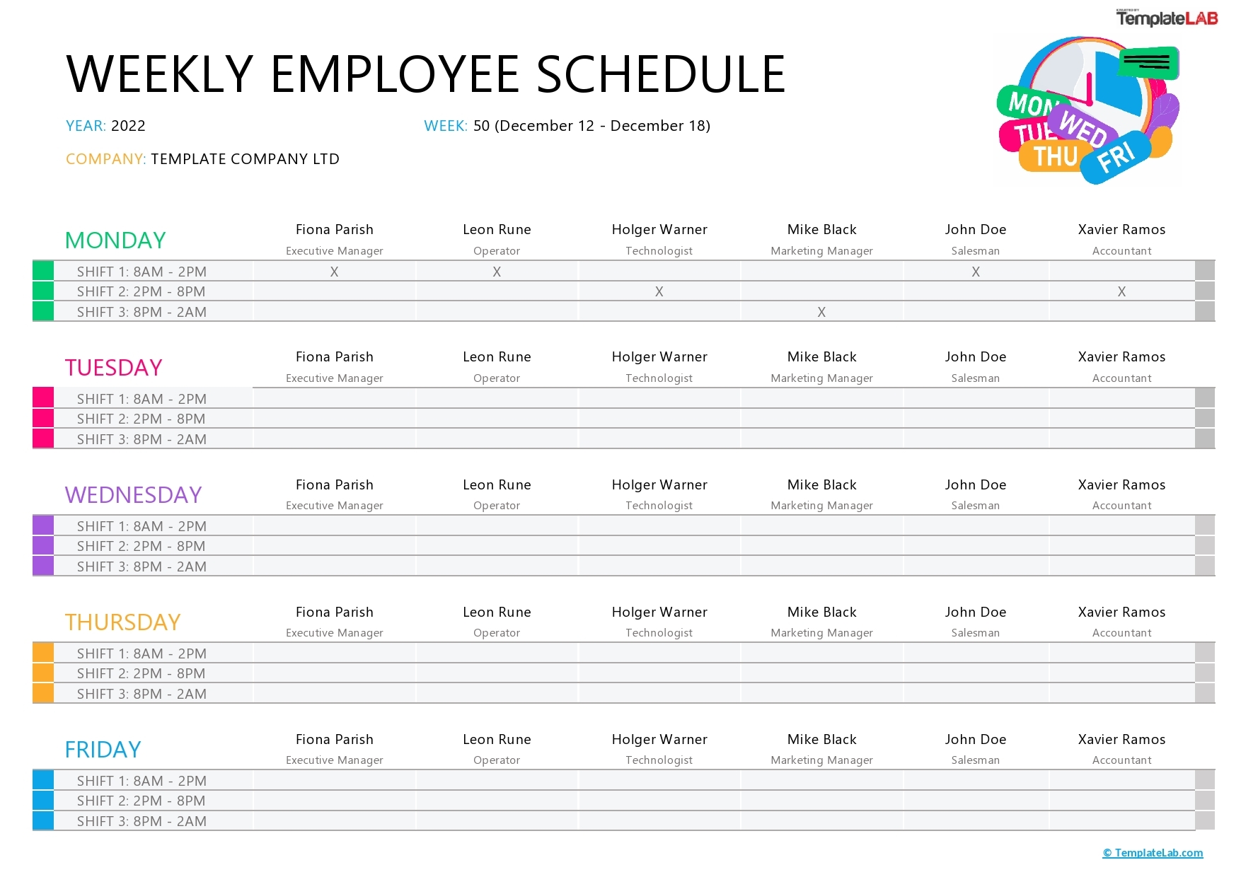 37 Free Employee Schedule Templates Excel Word PDF 