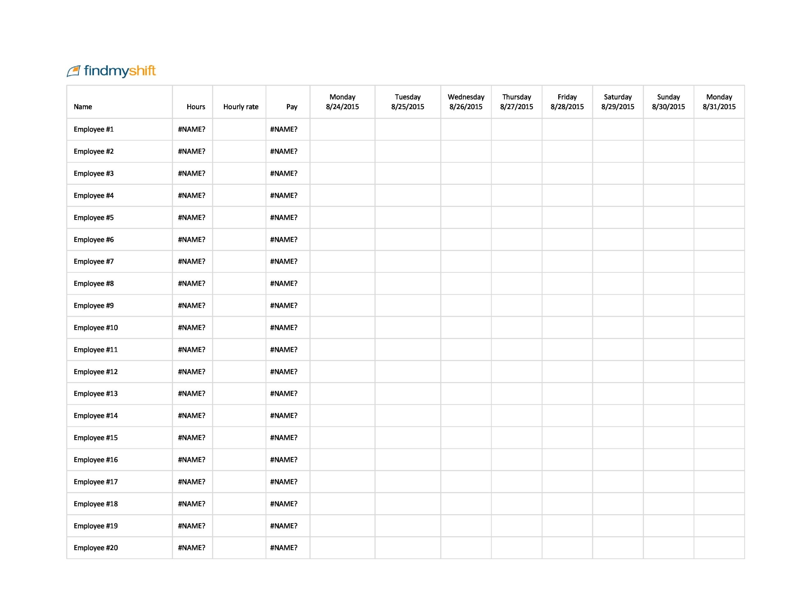 break and lunch schedule template
