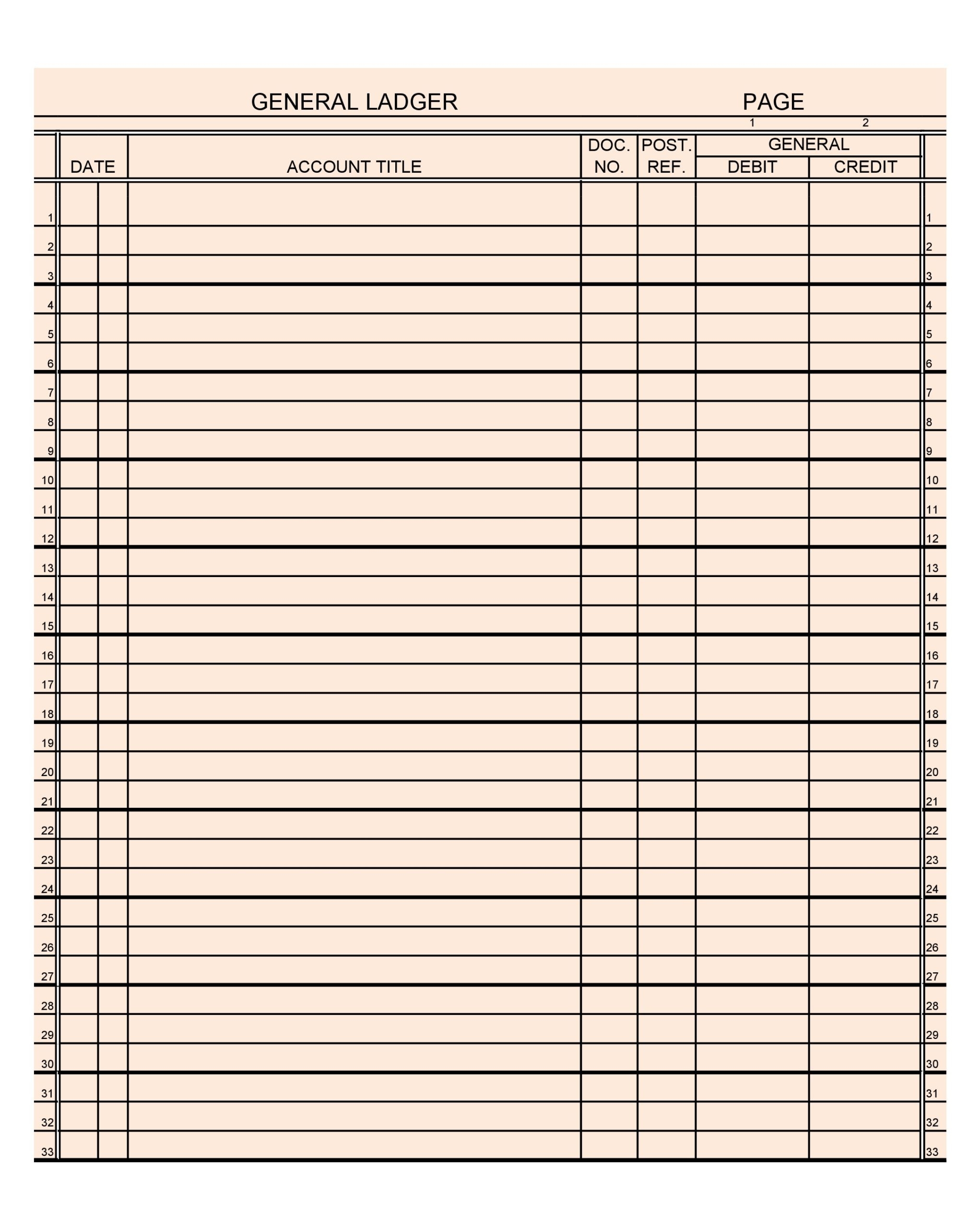 printable ledger template